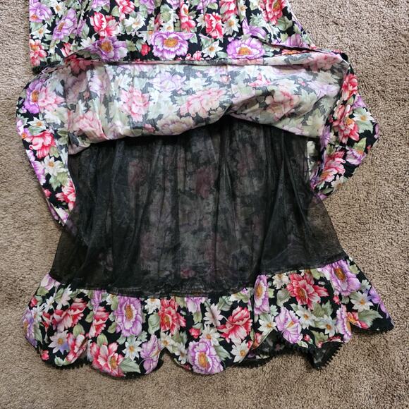 Vtg Floral Peasant Midi Dress Sz Small Collar Cottage Prairie Puff Sleeve Ruffle - Picture 12 of 12